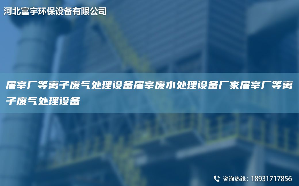 屠宰厂等离子废气处理设备屠宰废水处理设备厂家屠宰厂等离子废气处理设备