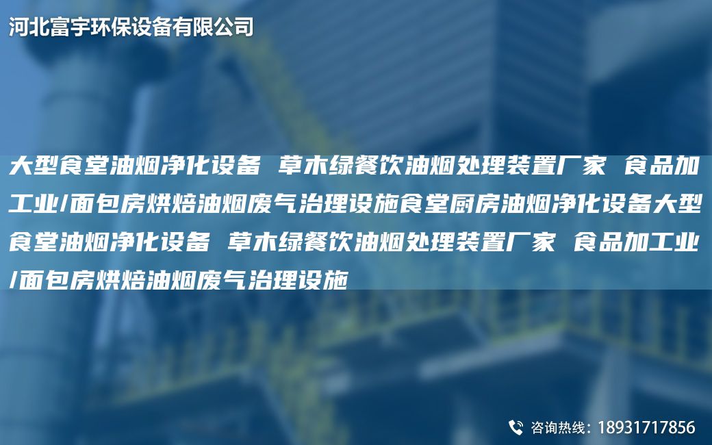 大型食堂油烟净化设备 草木绿餐饮油烟处理装置厂家 食品加工业/面包房烘焙油烟废气治理设施食堂厨房油烟净化设备大型食堂油烟净化设备 草木绿餐饮油烟处理装置厂家 食品加工业/面包房烘焙油烟废气治理设施