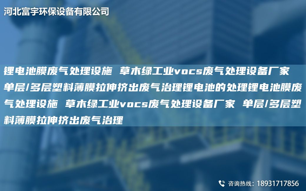 锂电池膜废气处理设施 草木绿工业vocs废气处理设备厂家 单层/多层塑料薄膜拉伸挤出废气治理锂电池的处理锂电池膜废气处理设施 草木绿工业vocs废气处理设备厂家 单层/多层塑料薄膜拉伸挤出废气治理