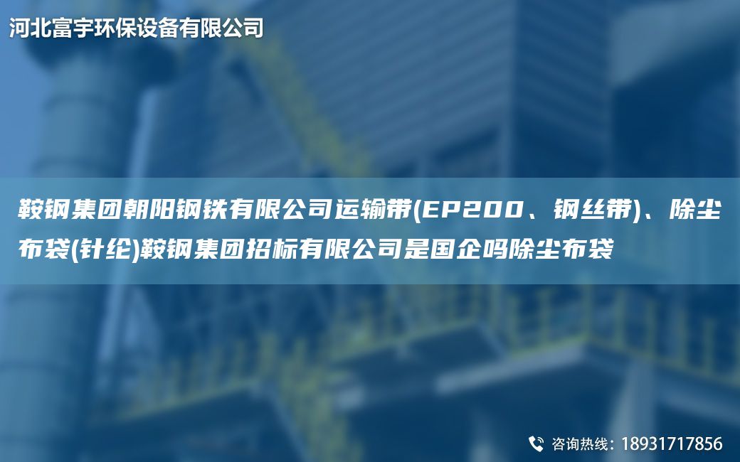 鞍钢集团朝阳钢铁有限公司运输带(EP200、钢丝带)、除尘布袋(针纶)鞍钢集团招标有限公司是G企吗除尘布袋