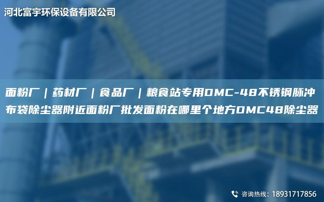 面粉厂｜药材厂｜食品厂｜粮食站专用DMC-48不锈钢脉冲布袋除尘器附近面粉厂批发面粉在哪里个地方DMC48除尘器