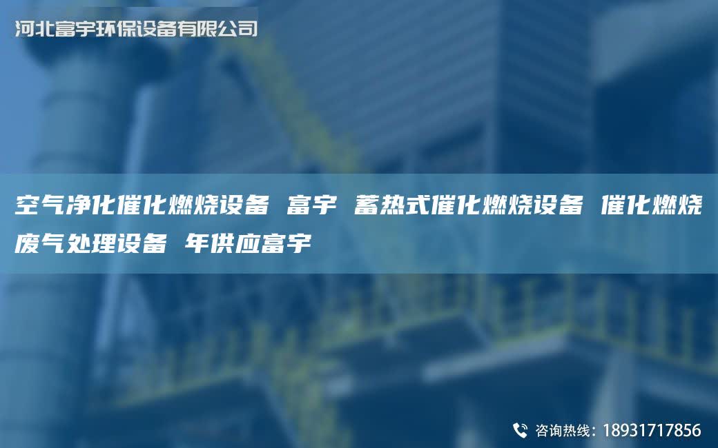 空气净化催化燃烧设备 富宇 蓄热式催化燃烧设备 催化燃烧废气处理设备 NA供应富宇