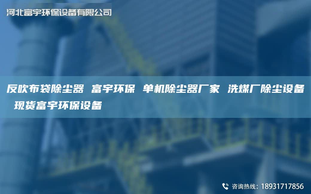 反吹布袋除尘器 富宇环保 单机除尘器厂家 洗煤厂除尘设备 现货富宇环保设备