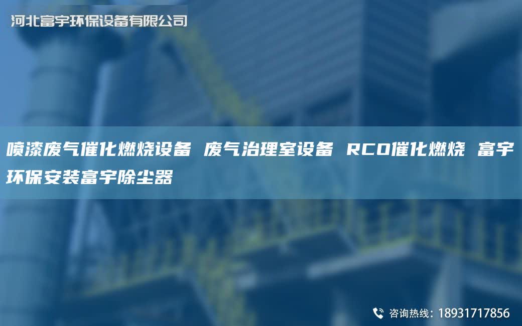 喷漆废气催化燃烧设备 废气治理室设备 RCO催化燃烧 富宇环保安装富宇除尘器