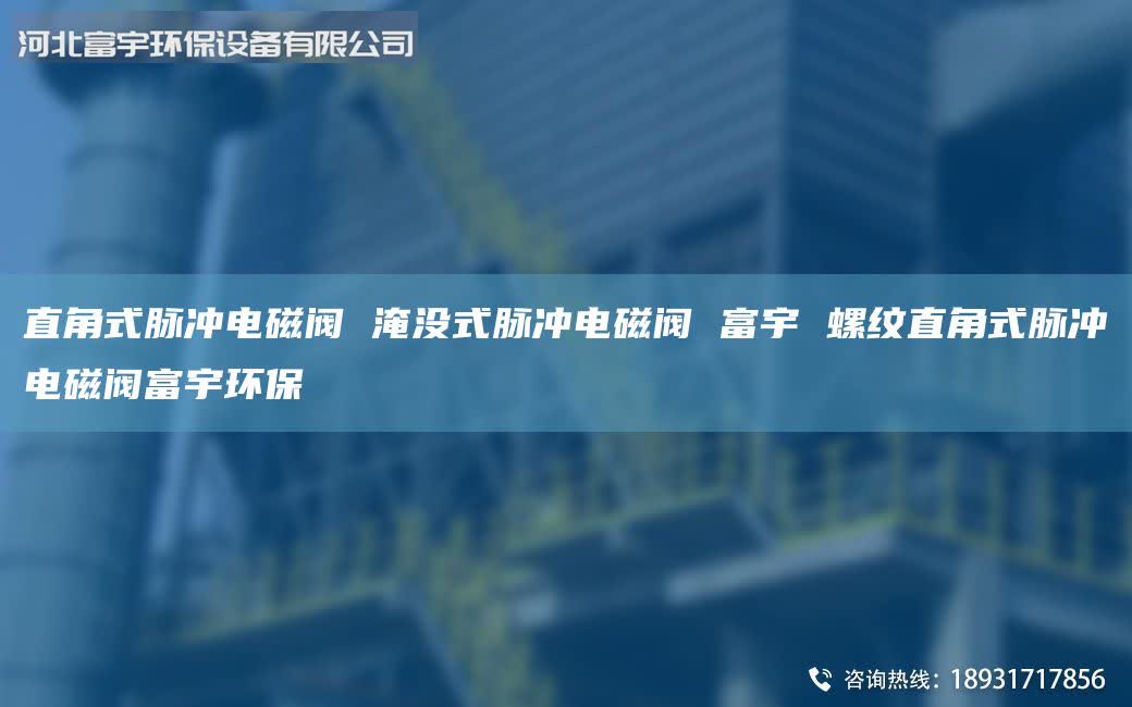 直角式脉冲电磁阀 淹没式脉冲电磁阀 富宇 螺纹直角式脉冲电磁阀富宇环保