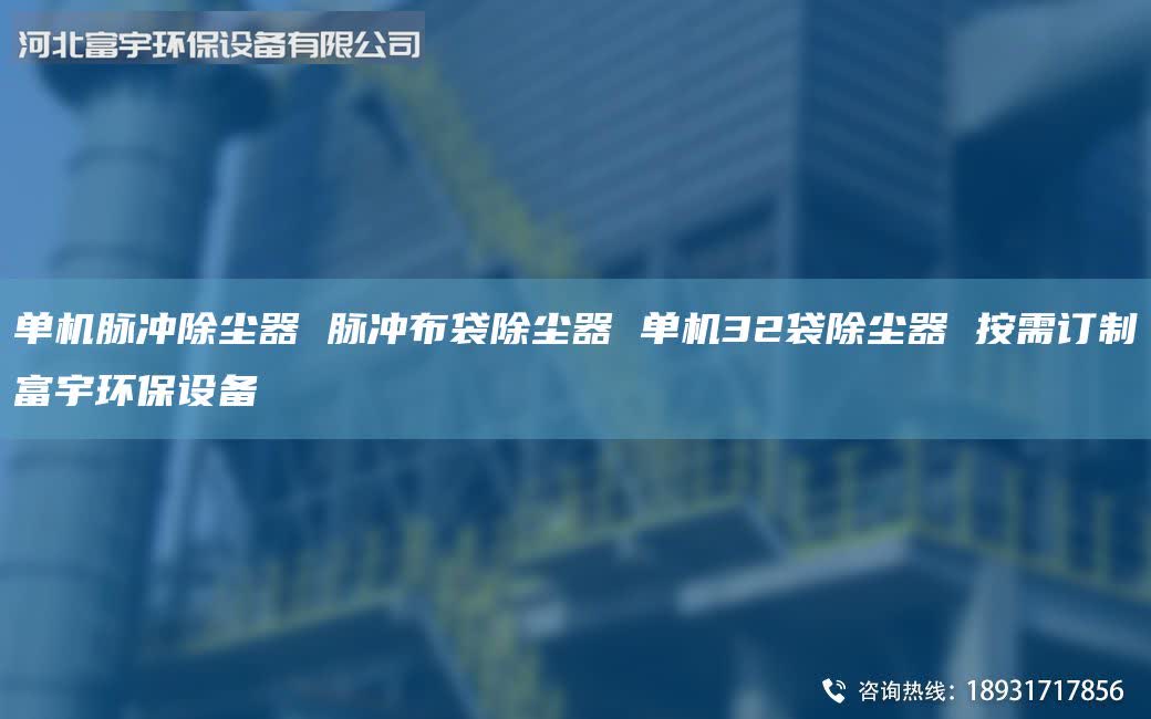 单机脉冲除尘器 脉冲布袋除尘器 单机32袋除尘器 按需订制富宇环保设备