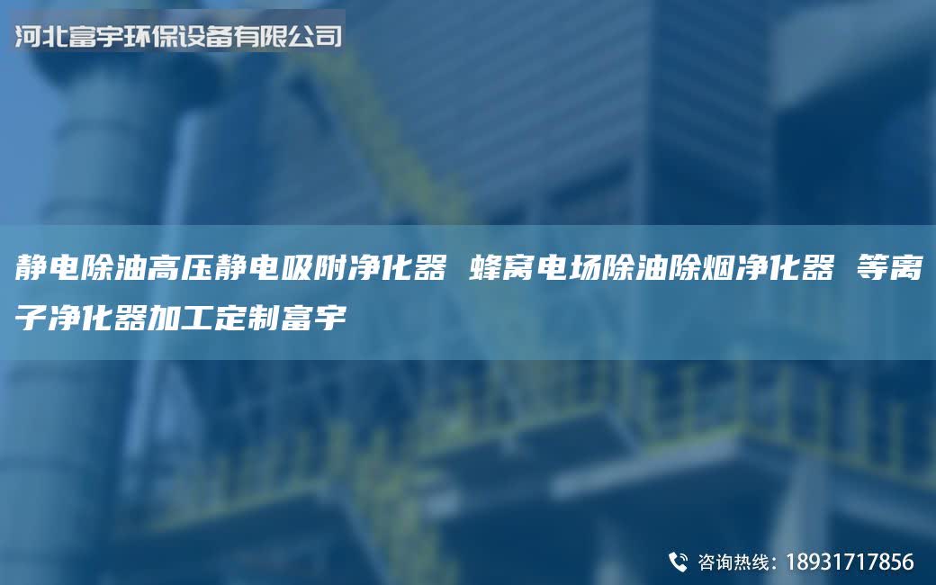 静电除油高压静电吸附净化器 蜂窝电场除油除烟净化器 等离子净化器加工定制富宇