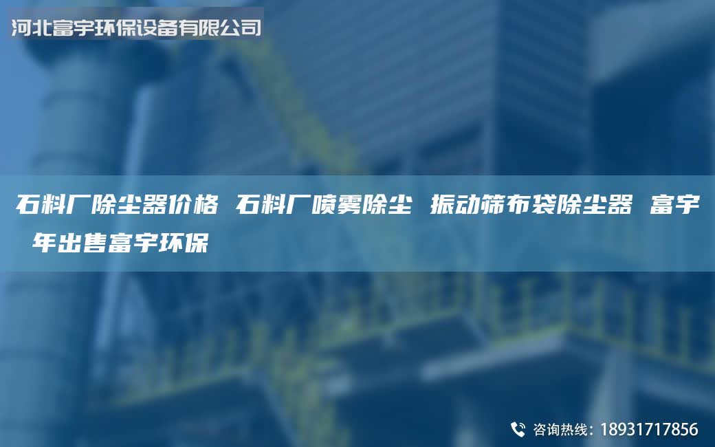 石料厂除尘器价格 石料厂喷雾除尘 振动筛布袋除尘器 富宇 NA出售富宇环保