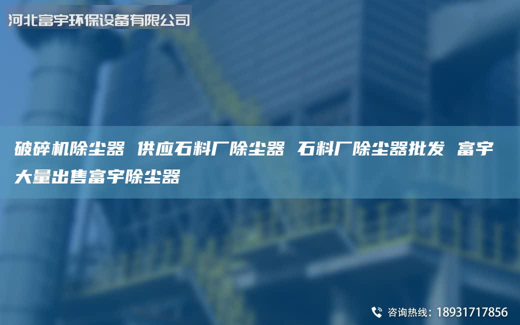 破碎机除尘器 供应石料厂除尘器 石料厂除尘器批发 富宇 大量出售富宇除尘器