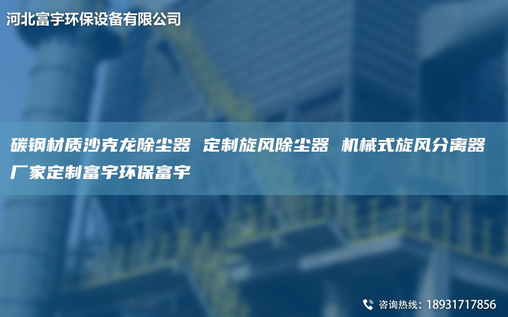 碳钢材质沙克龙除尘器 定制旋风除尘器 机械式旋风分离器 厂家定制富宇环保富宇