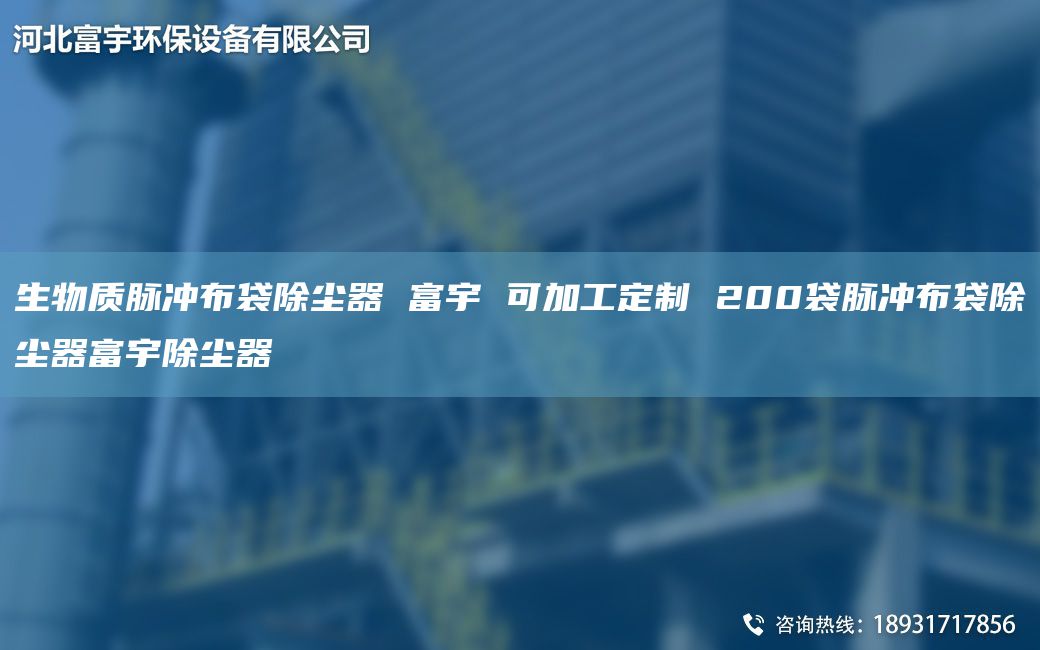 生物质脉冲布袋除尘器 富宇 可加工定制 200袋脉冲布袋除尘器富宇除尘器