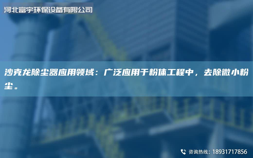 沙克龙除尘器应用领域：广泛应用于粉体工程中，去除微小粉尘。